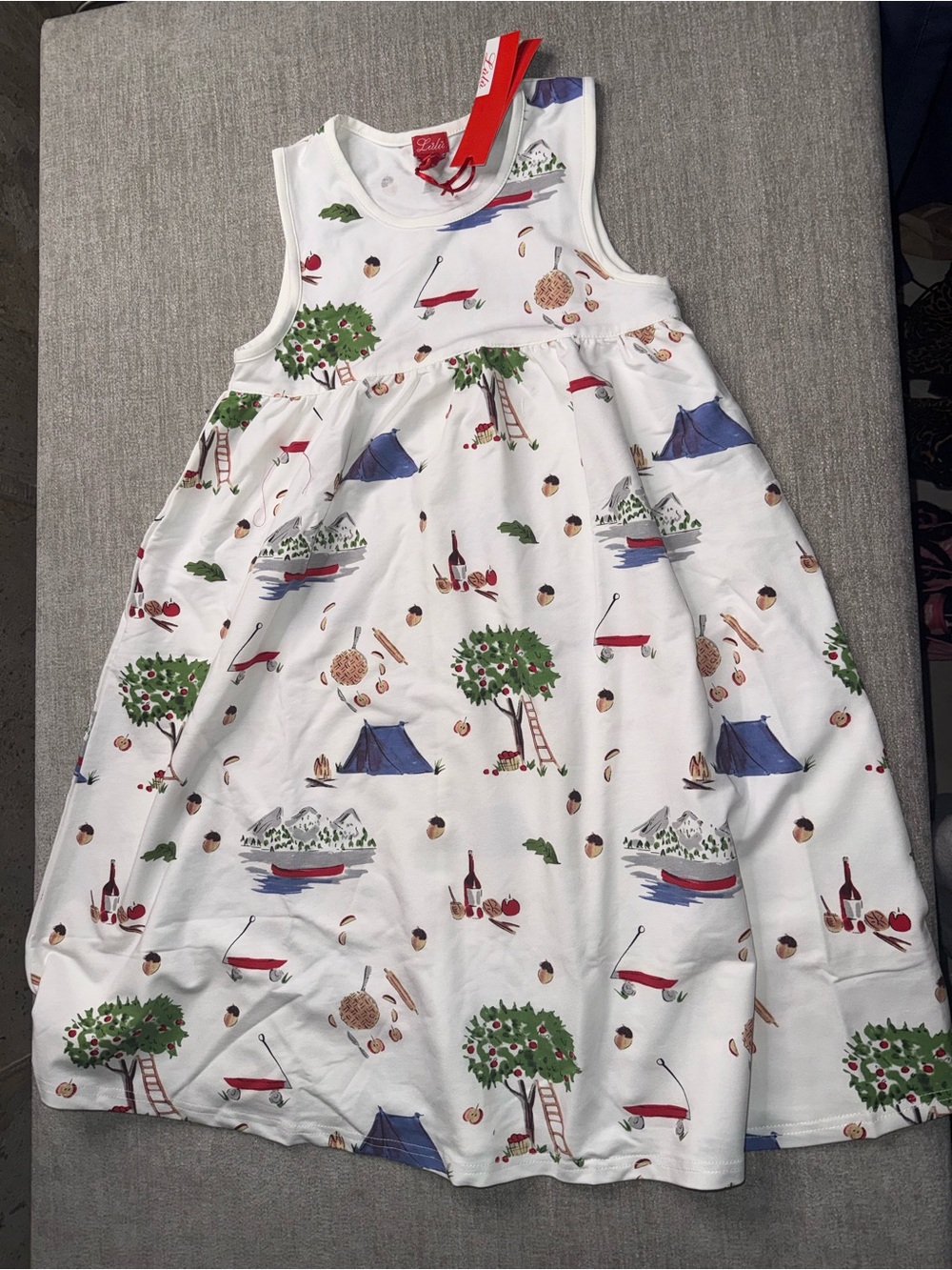 Luli & Me Girls Size 8 Camping Outdoor Print Sleeveless Dress NWT